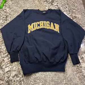 Vintage 1990s Steve & Barry's Michigan Wolverines Navy Crewneck Sweatshirt L
